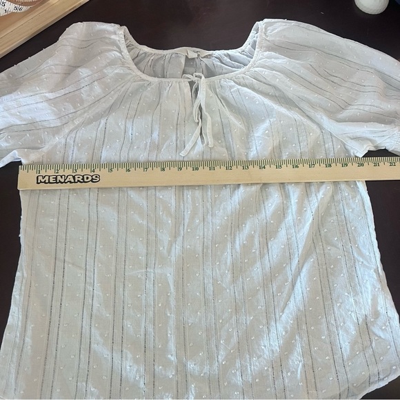 Land' n Sea Women Eyelet Split Tie Neck Blouse White 100% Cotton Women Size L - Picture 6 of 11